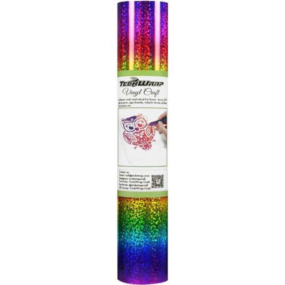 Holographic Sparkle Chrome Adhesive Craft Vinyl 1ft x 5ft, Rainbow